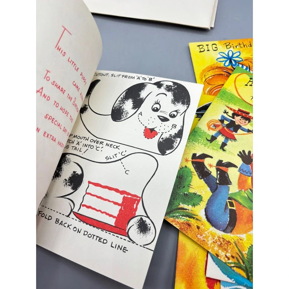 Vtg Sunshine Cards Kids Birthday‎ Actjvity Set of 6 UNUSED with Envelopes